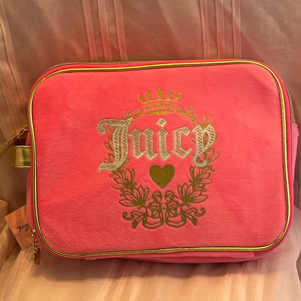 Juicy Couture Pink Cosmetic Bag with Gold Trim